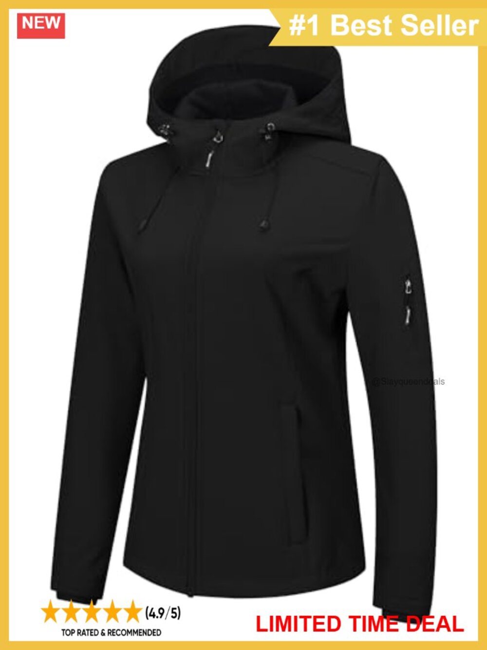Women's Softshell Jacket Fleece Lined Waterproof Hooded Rain Coat
